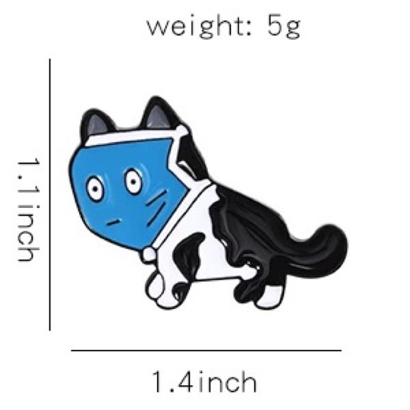 Silly Cat Mask Enamel Pin Dorky Kitten Facemask - Picture 6 of 10